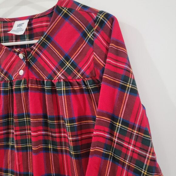 Lands' End Red Plaid Kids Pajama Nightgown - Picture 3 of 6